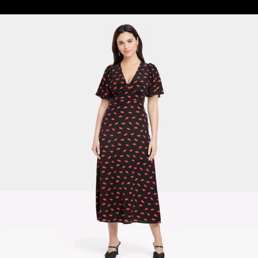 Chic Black and Red Midi Dress